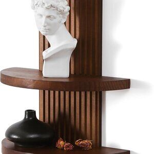 Modern Wall Shelf with Arched Wood Design Mid-Century Double Floating Rainbow